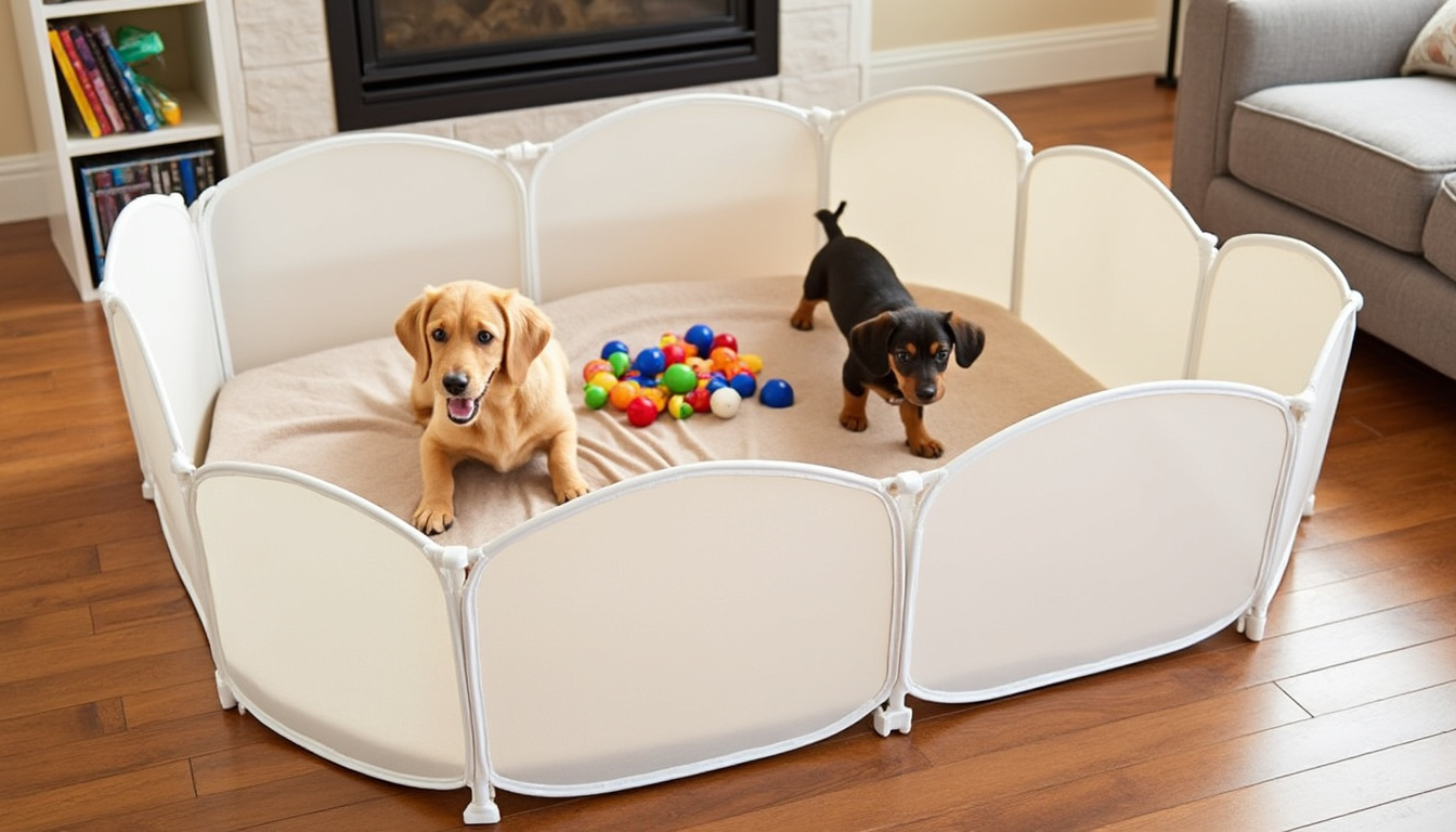 dĂ©couvrez nos conseils pour amĂ©nager un parc pour chiot Ă la fois confortable et sĂ»r, afin d'assurer bien-ĂȘtre et sĂ©curitĂ© Ă votre compagnon dĂšs ses premiers mois.